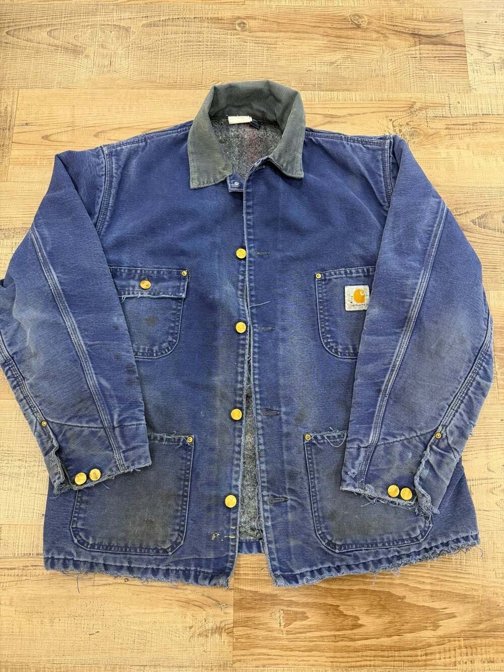 Vintage Carhartt 6BLJ Blanket Lined Duck Chore Coat Jacket Distressed USA 90s